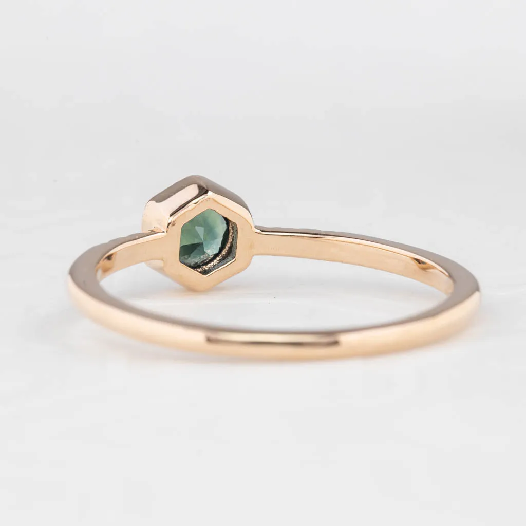 Grace Ring 4.5mm 0.40ct Peacock Green Queensland Sapphire 14K Rose Gold