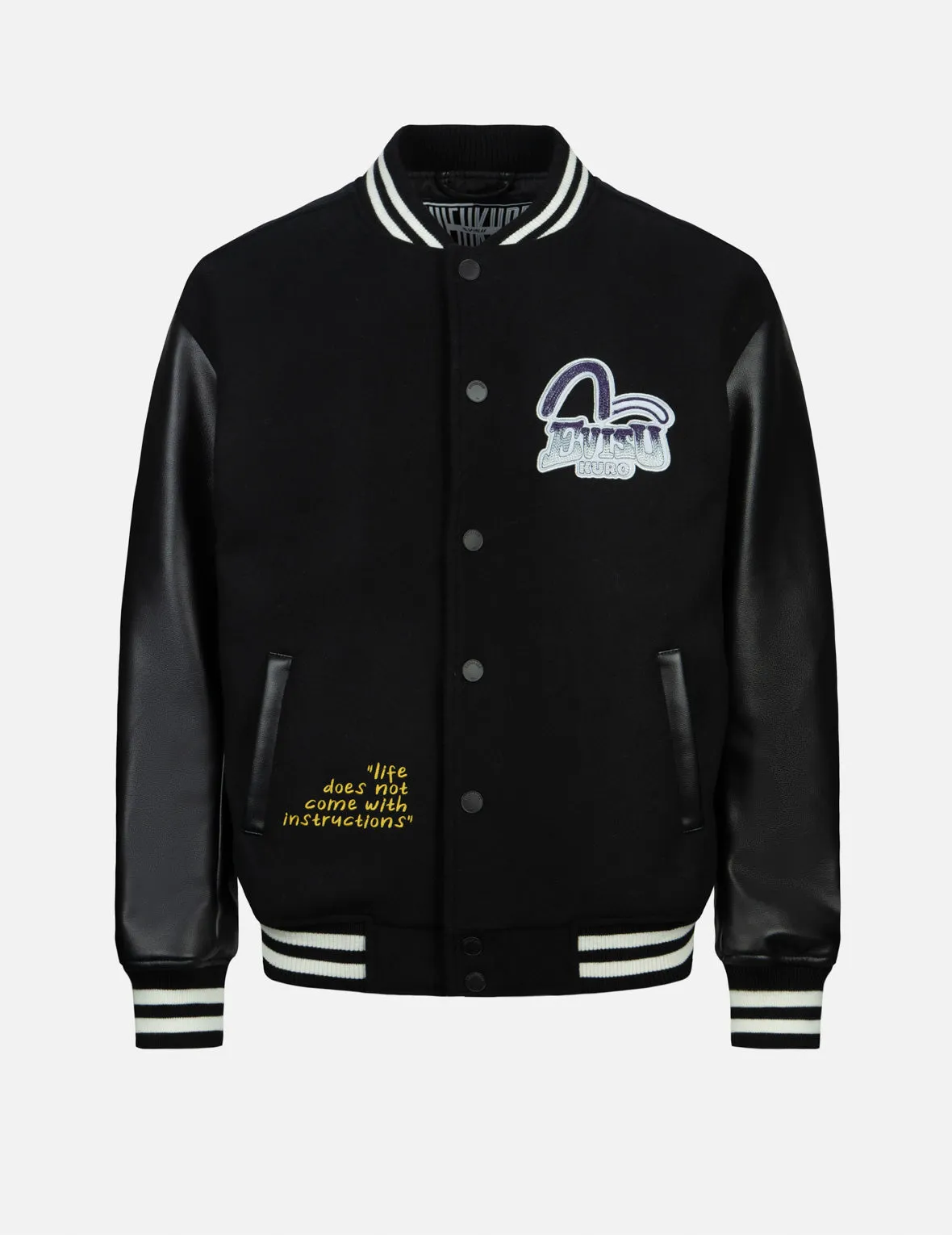 Gradated Logo Embroidered Patch Oversized Varsity Jacket