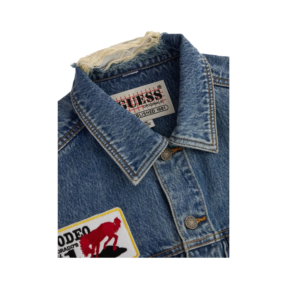 Guess Originals X Market Capsule Giacca in jeans patch all over Blu M3BG77D4XY5_FB20