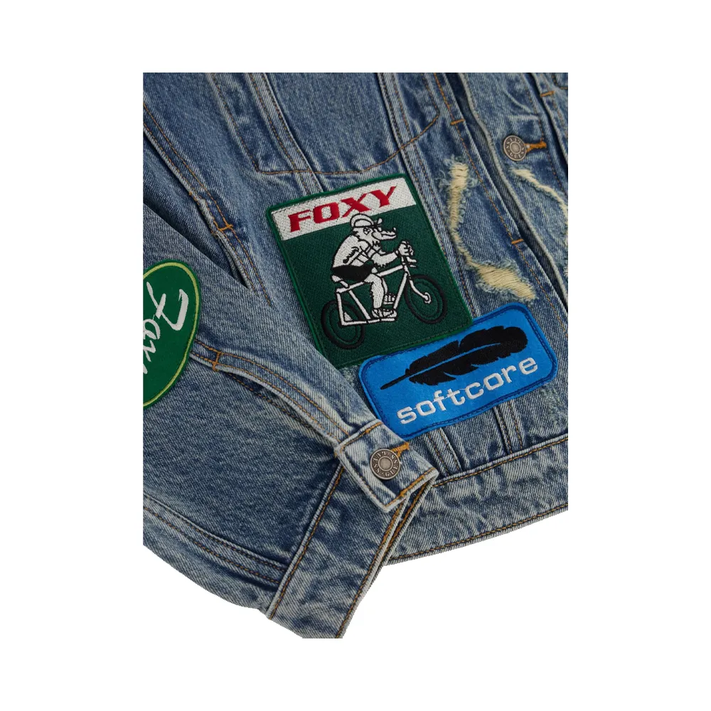 Guess Originals X Market Capsule Giacca in jeans patch all over Blu M3BG77D4XY5_FB20