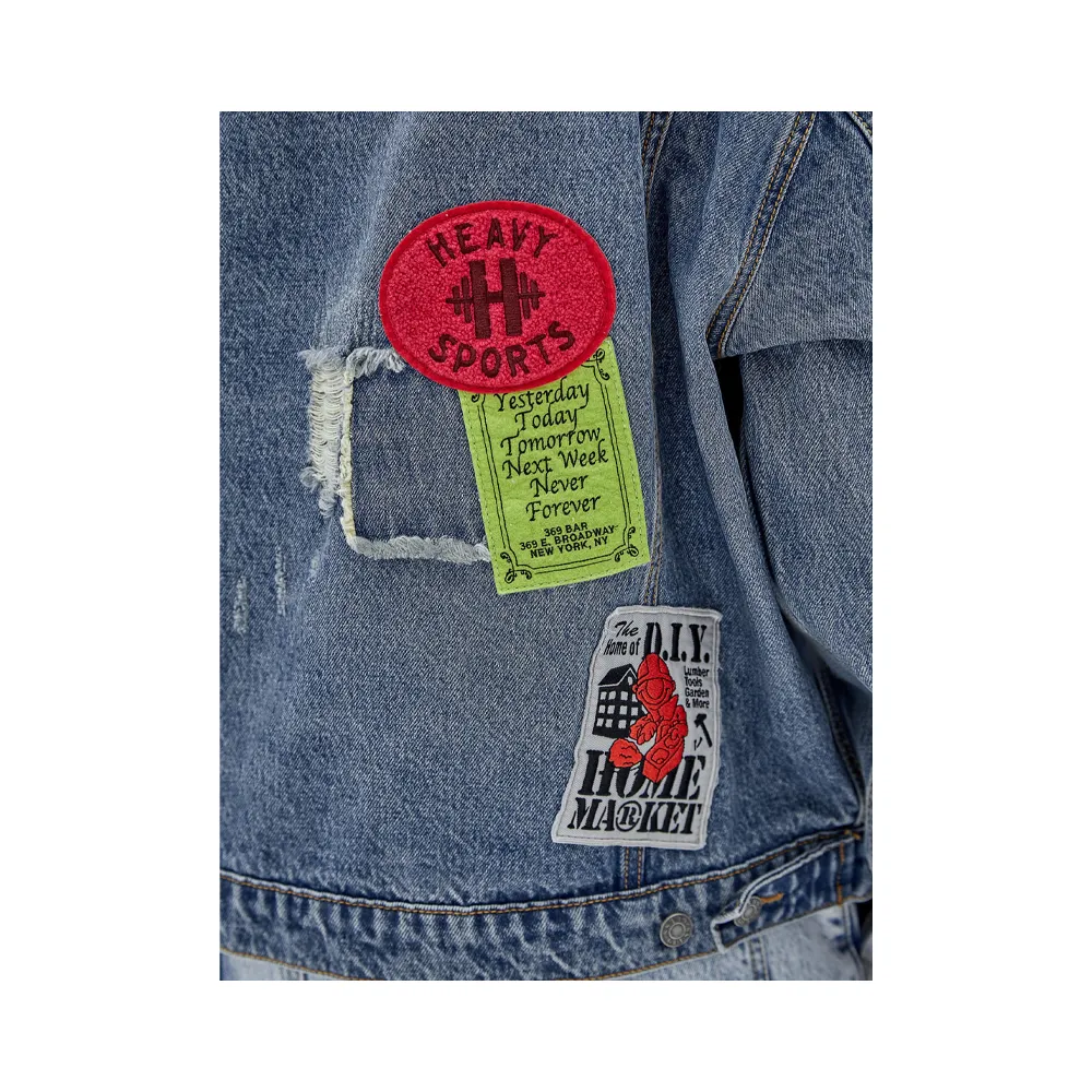 Guess Originals X Market Capsule Giacca in jeans patch all over Blu M3BG77D4XY5_FB20