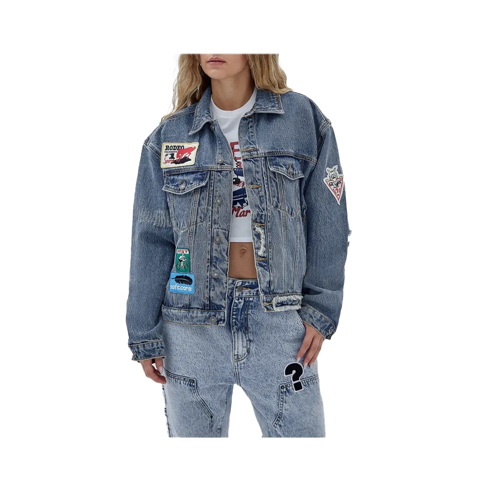 Guess Originals X Market Capsule Giacca in jeans patch all over Blu M3BG77D4XY5_FB20