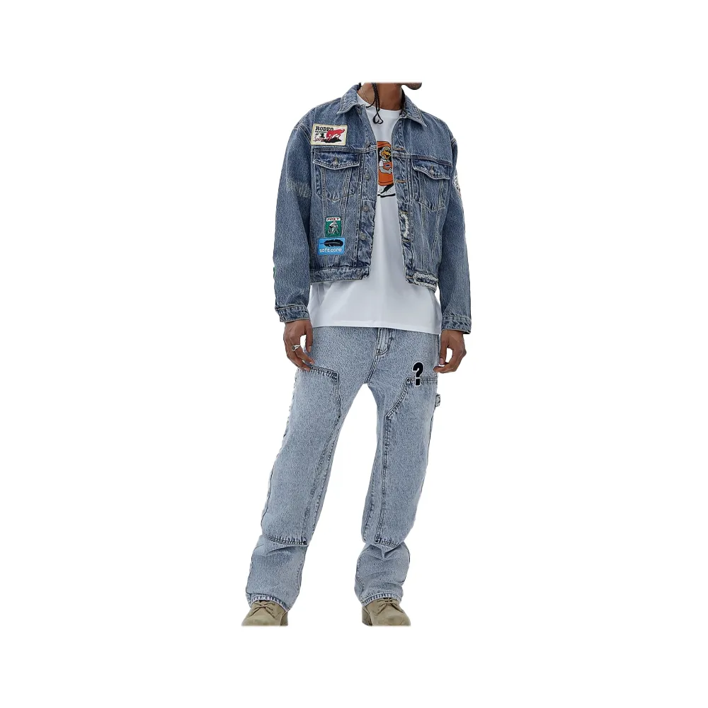 Guess Originals X Market Capsule Giacca in jeans patch all over Blu M3BG77D4XY5_FB20