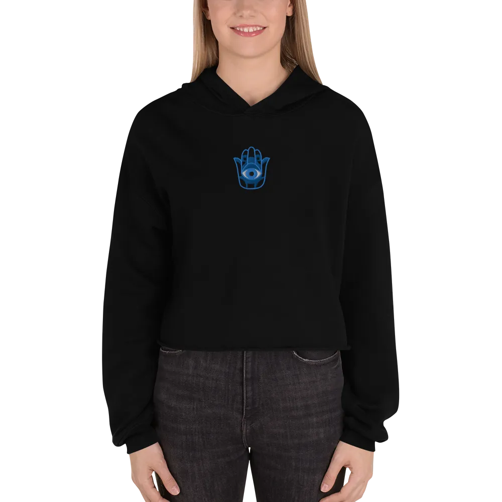 Hamsa Hand Embroidery Crop Hoodie