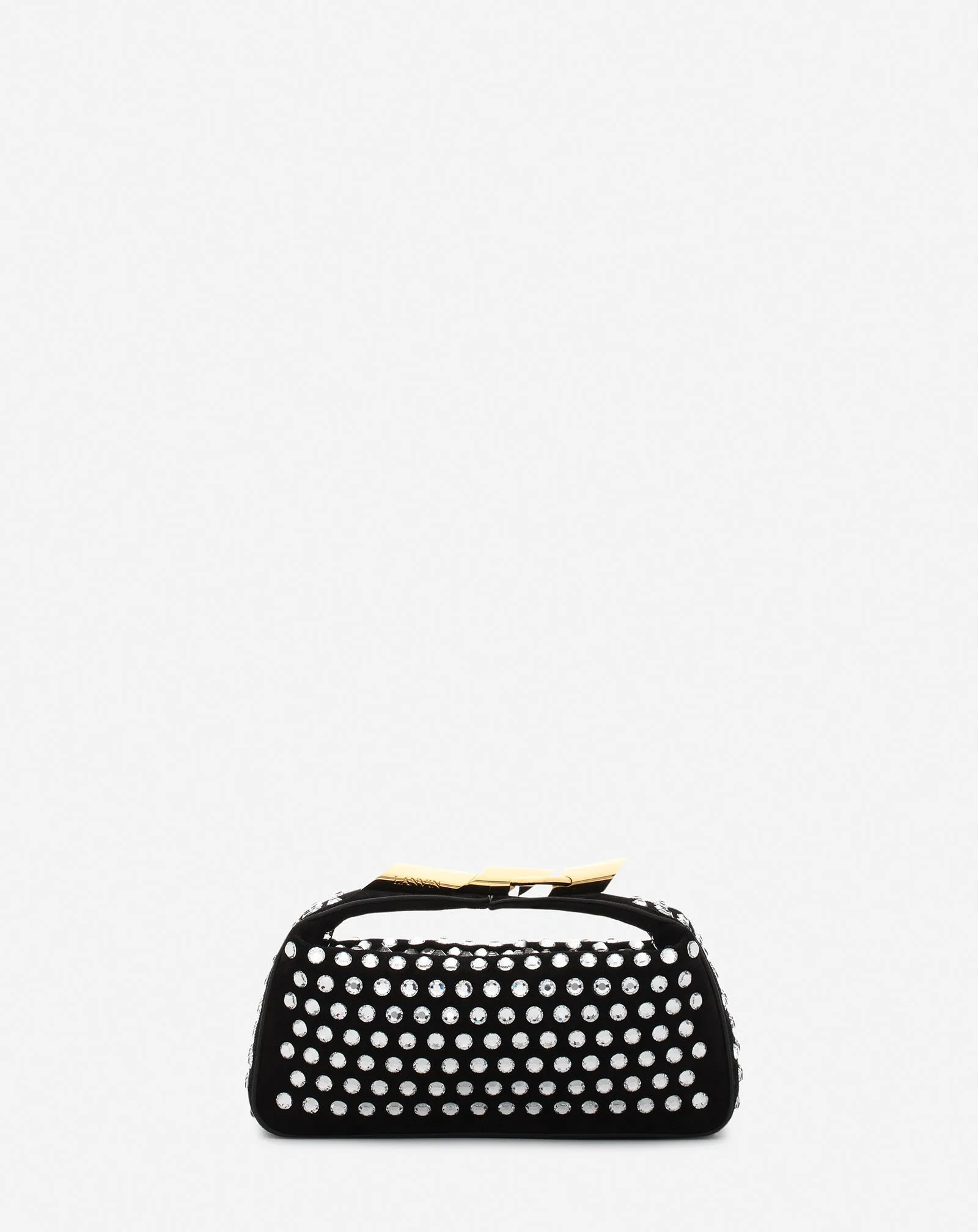 HAUTE SQUENCE LEATHER CLUTCH BAG WITH RHINESTONES