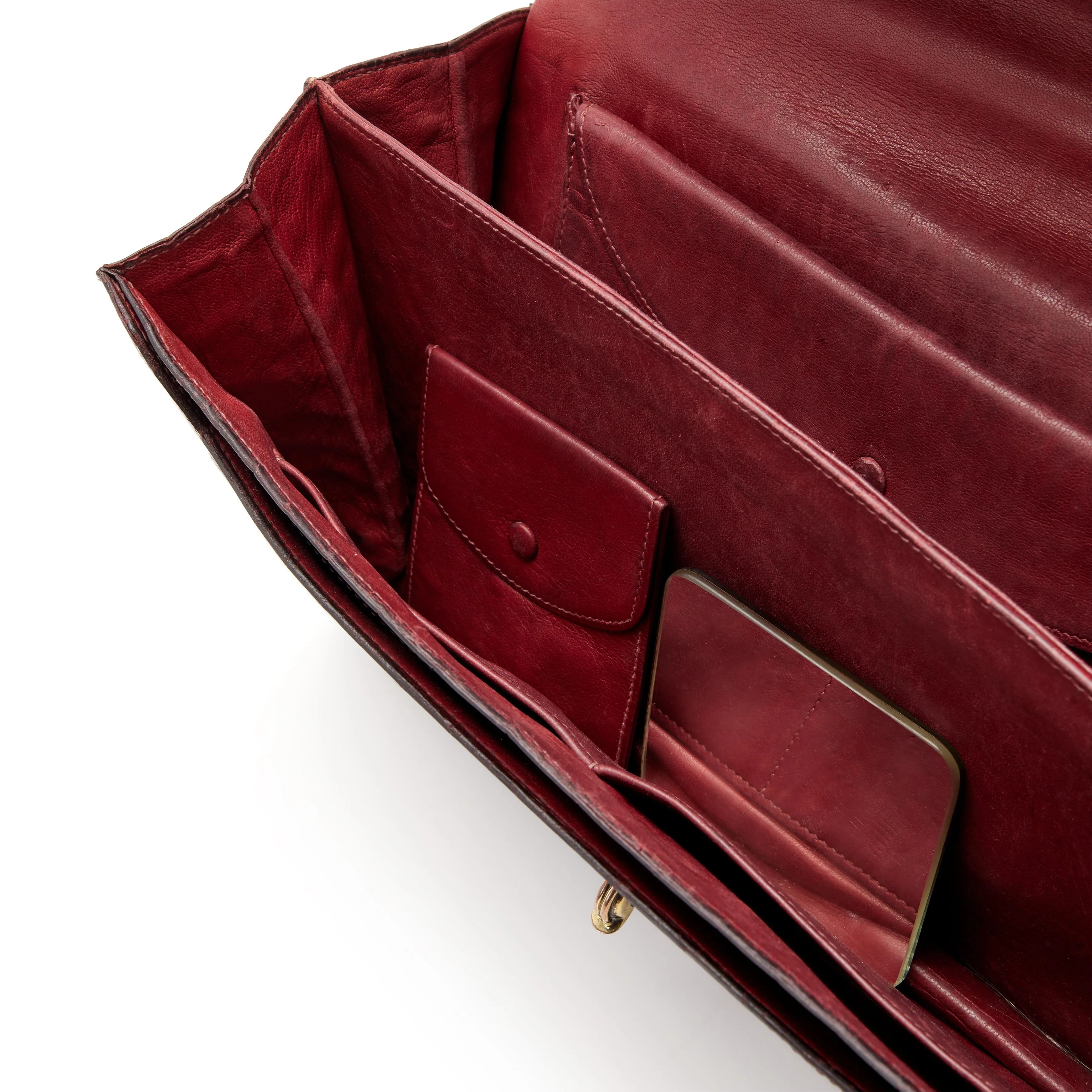 Hermès Burgundy Crocodile Cordeliere Clutch Gold Hardware, 1957