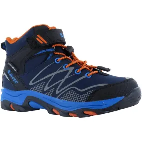 Hi-Tec Blackout Mid Child Boots Navy/Orange/Lake Blue