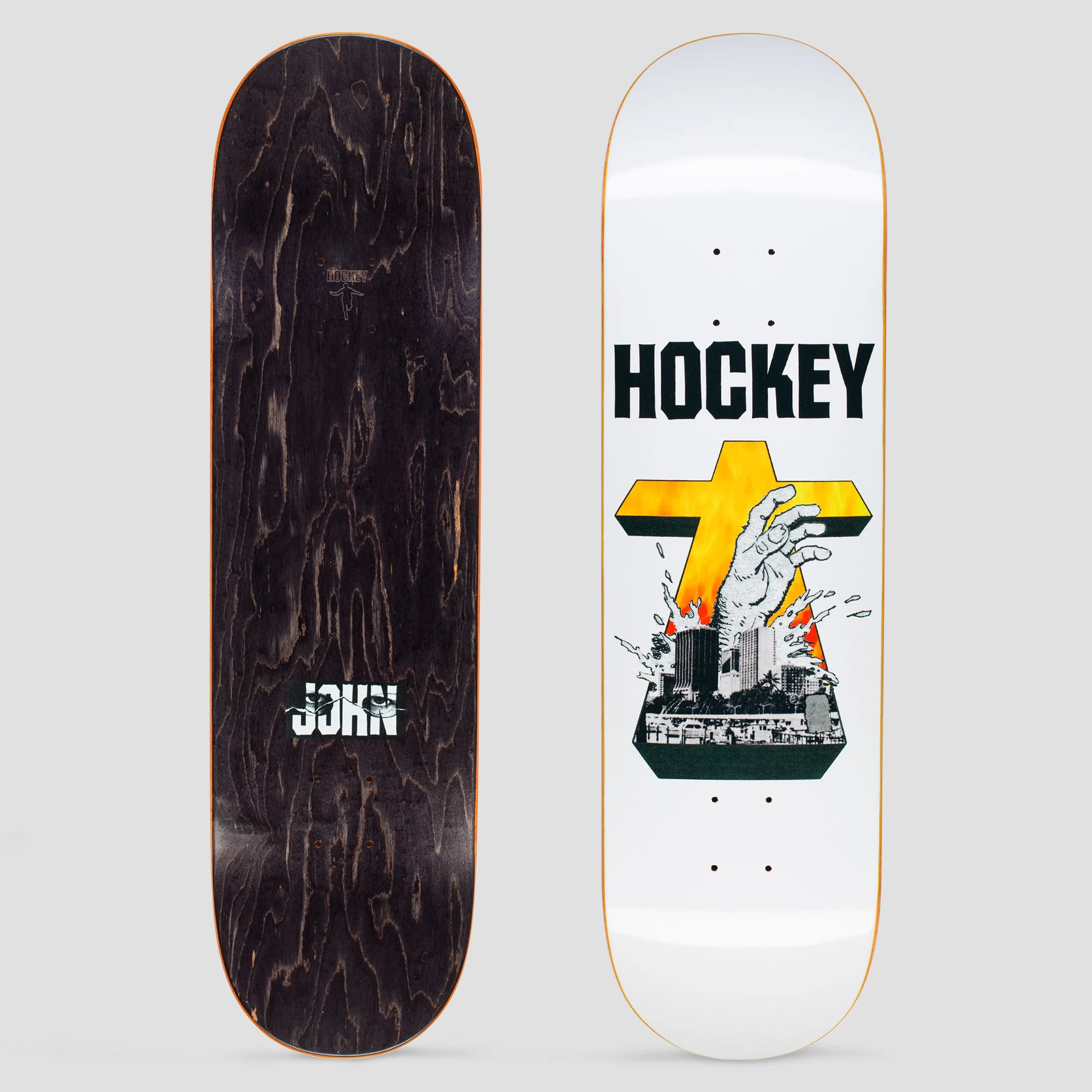 Hockey 8.75 John Fitzgerald Drowning Skateboard Deck White