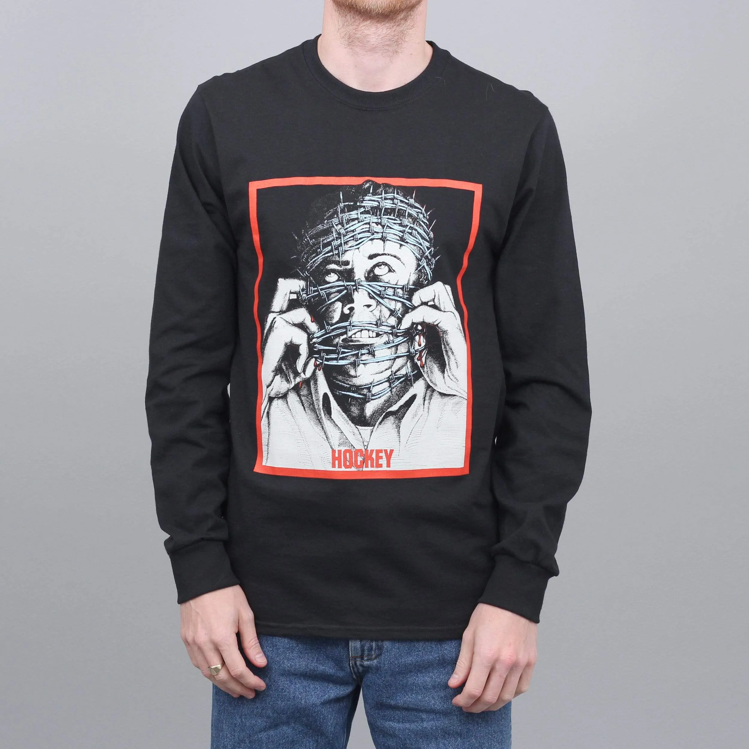 Hockey Barbwire Longsleeve T-Shirt Black