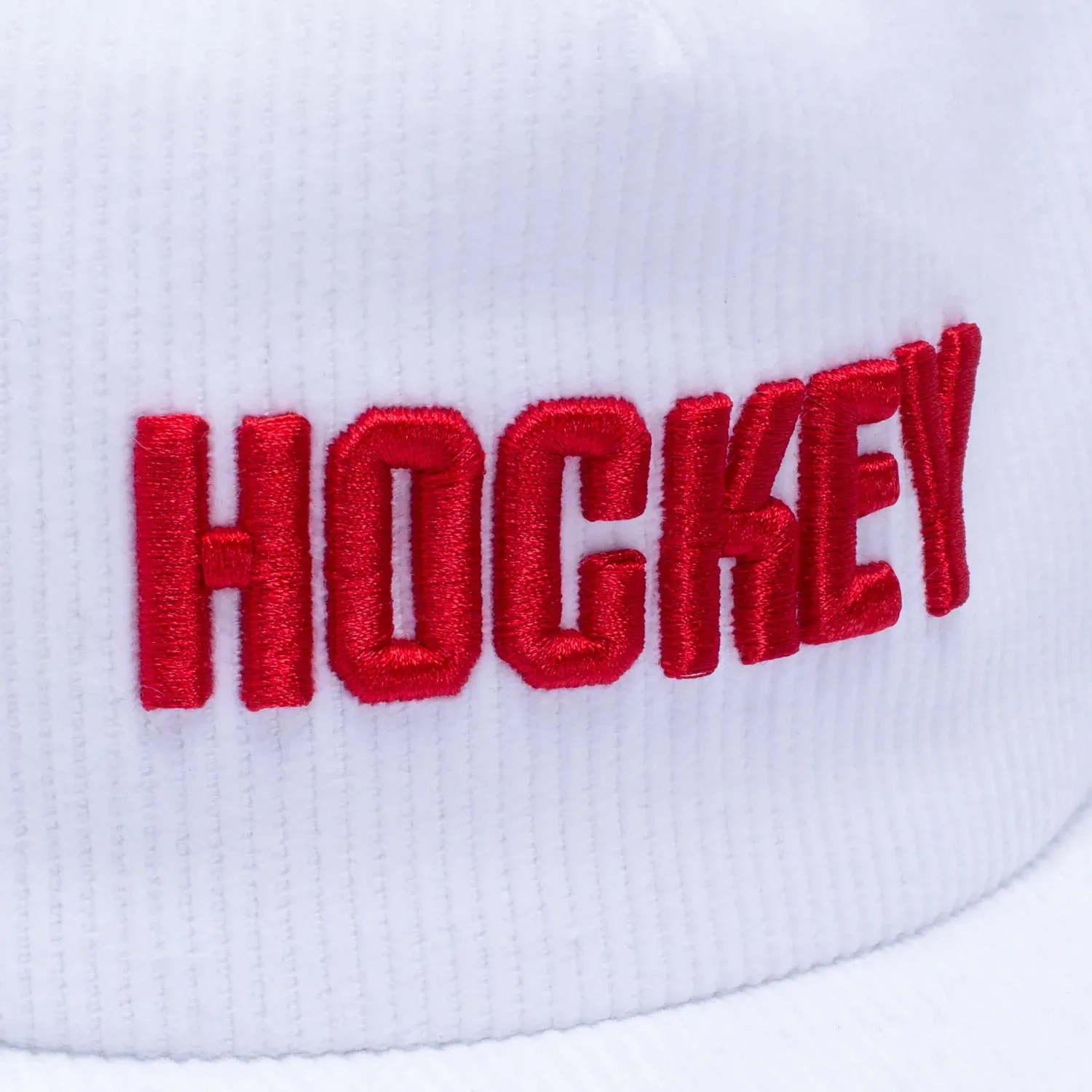 Hockey Corduroy 5 Panel Cap White
