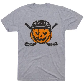 Hockey Short Sleeve T-Shirt - Helmet Pumpkin 