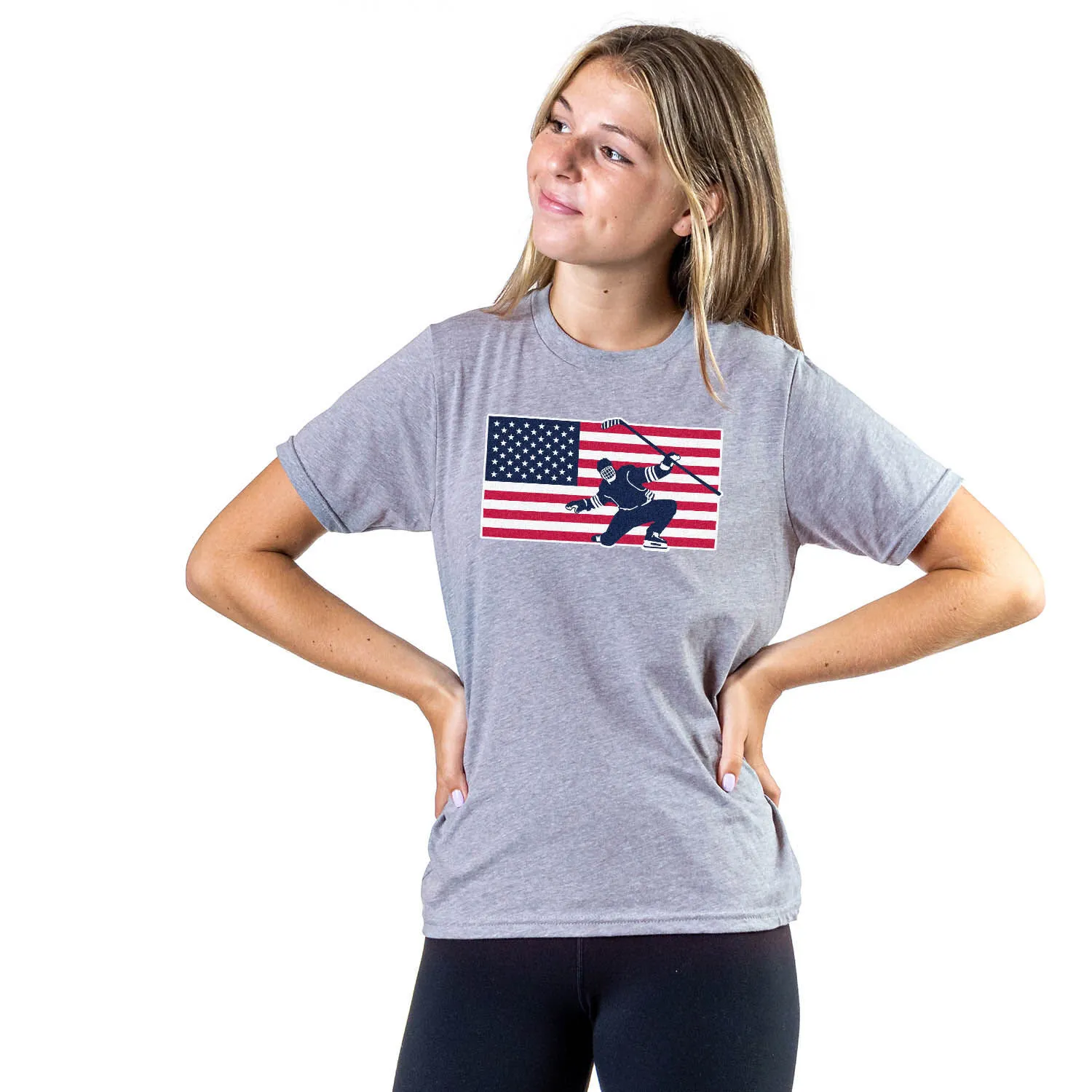 Hockey T-Shirt Short Sleeve - Patriotic Hockey 