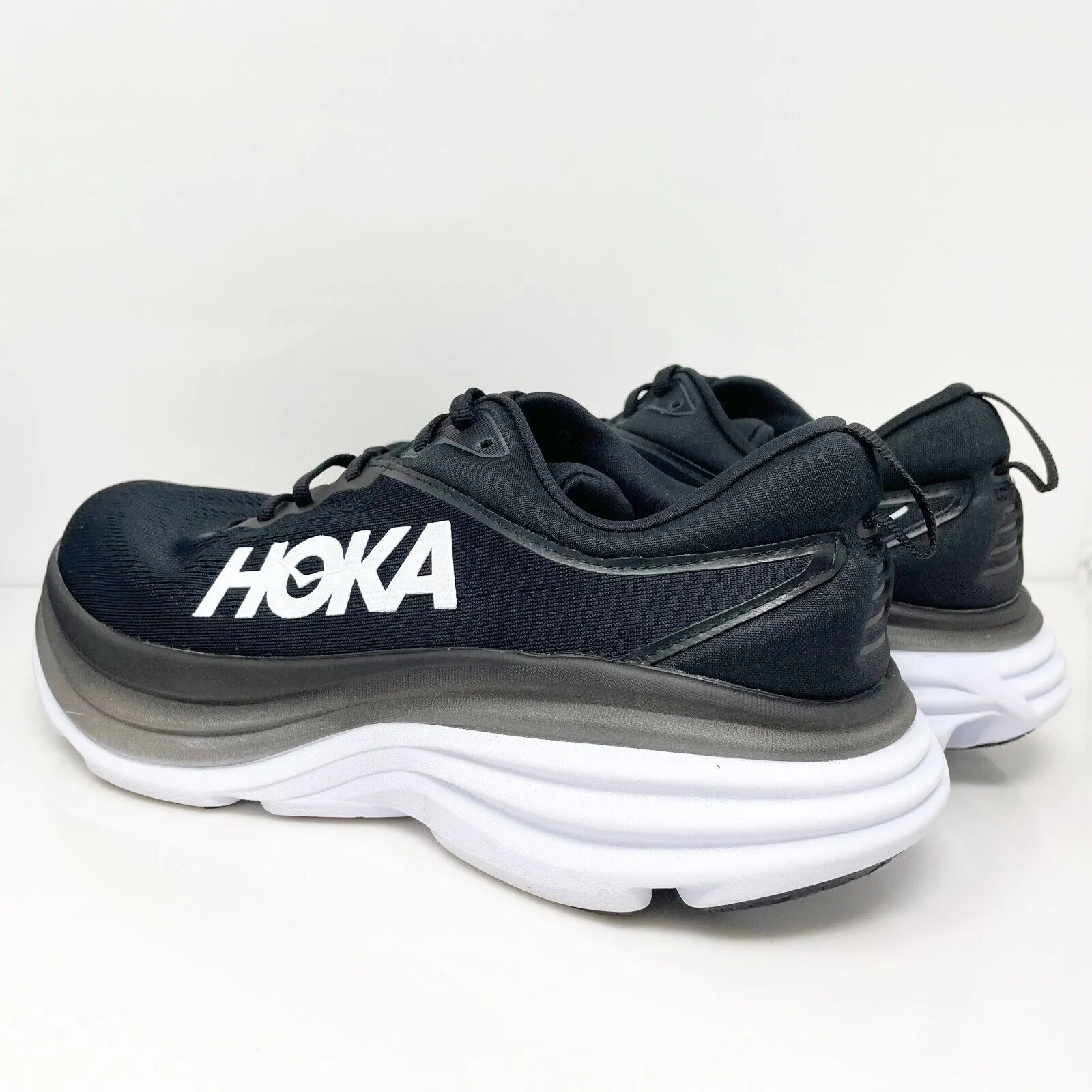 Hoka One One Mens Bondi 8 1123202 BWHT Black Running Shoes Sneakers Size 9.5 D