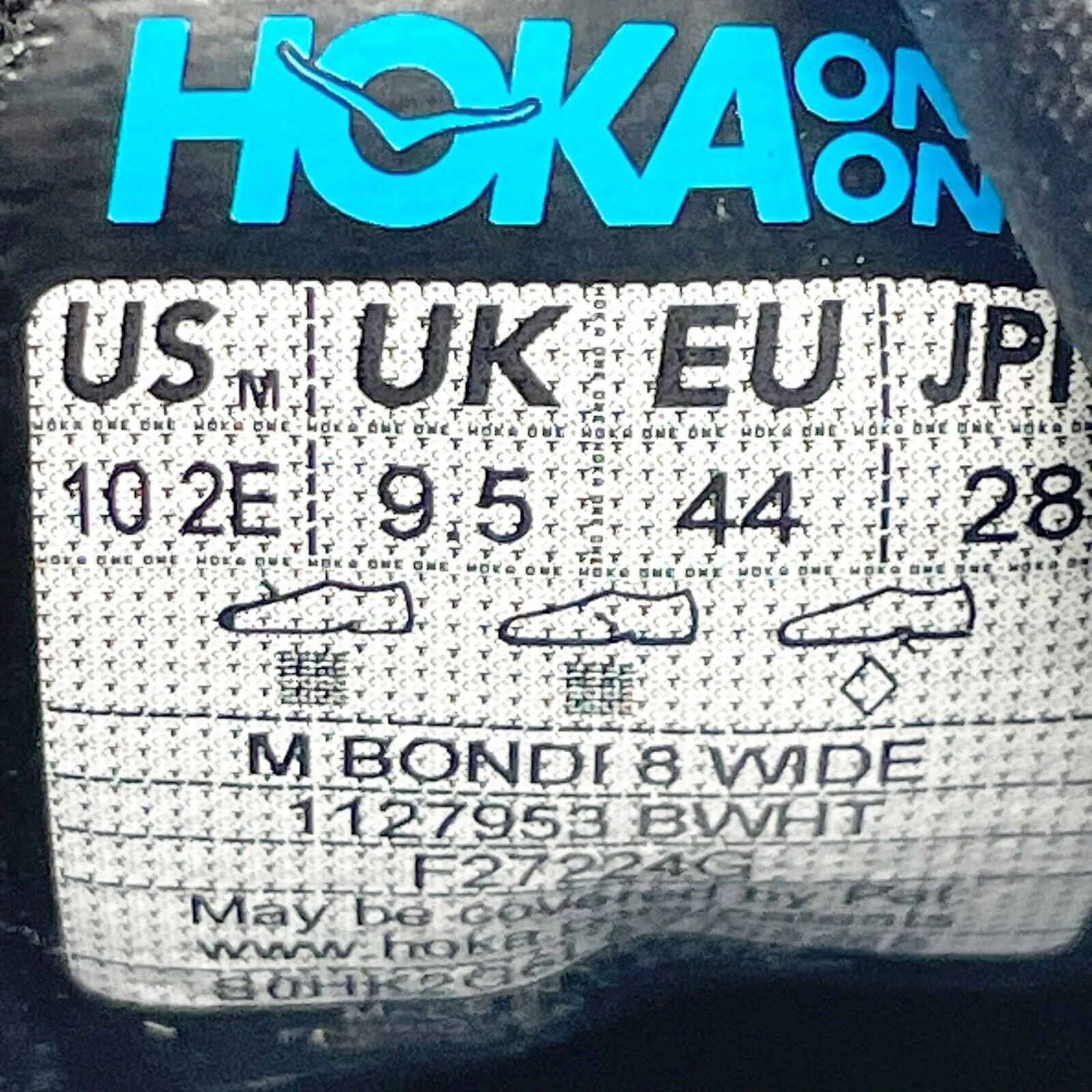 Hoka One One Mens Bondi 8 1127953 BWHT Black Running Shoes Sneakers Size 10 2E