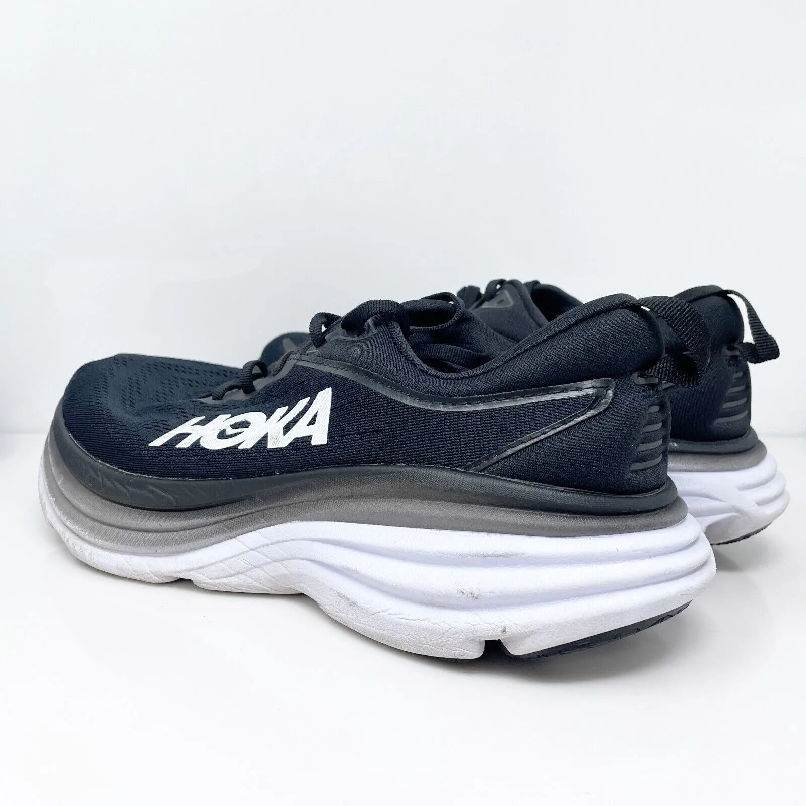 Hoka One One Mens Bondi 8 1127953 BWHT Black Running Shoes Sneakers Size 9.5 2E