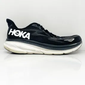 Hoka One One Mens Clifton 9 1127895 BWHT Black Running Shoes Sneakers Sz 11.5 D
