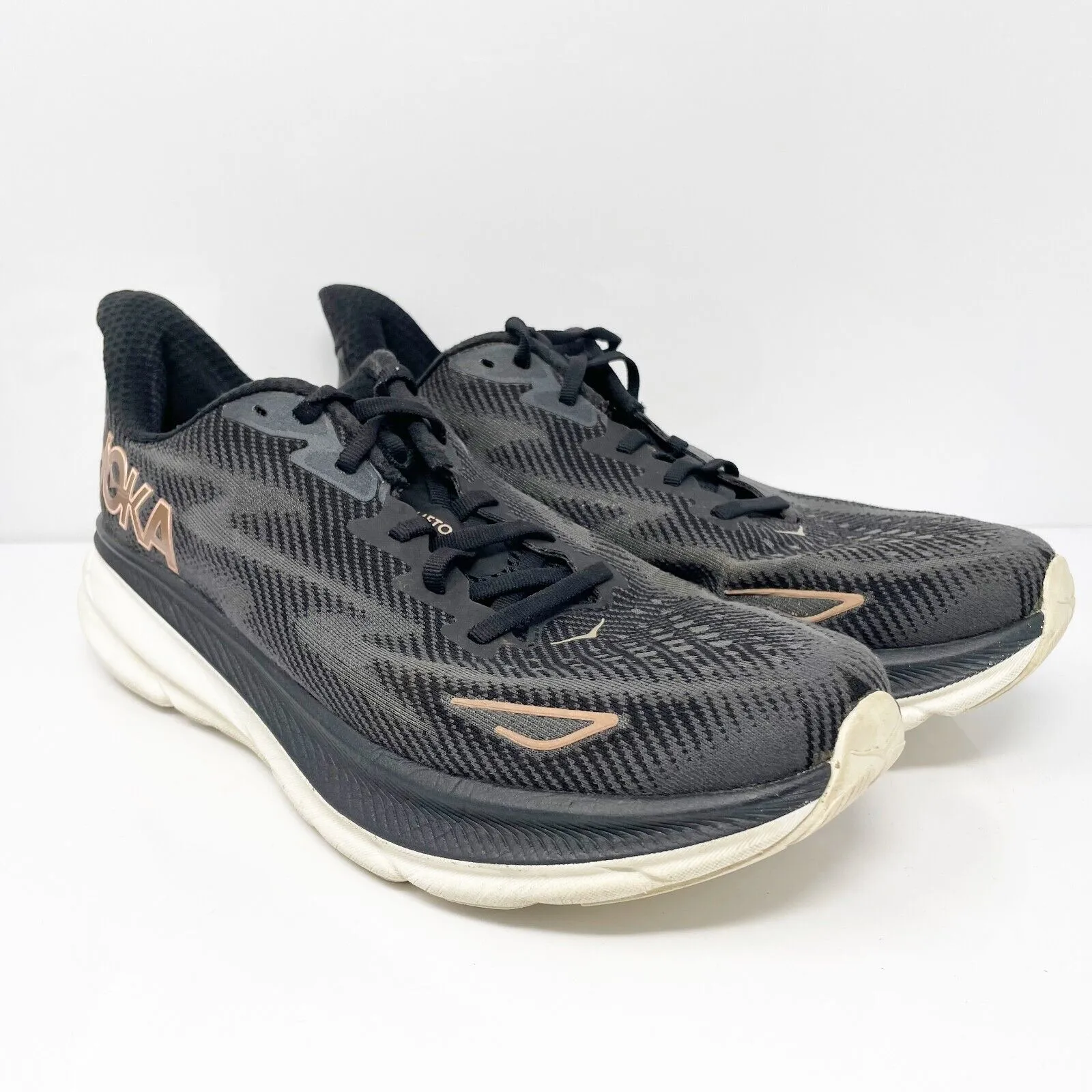 Hoka One One Womens Clifton 9 1127896 BRGL Black Running Shoes Sneakers 10.5 B