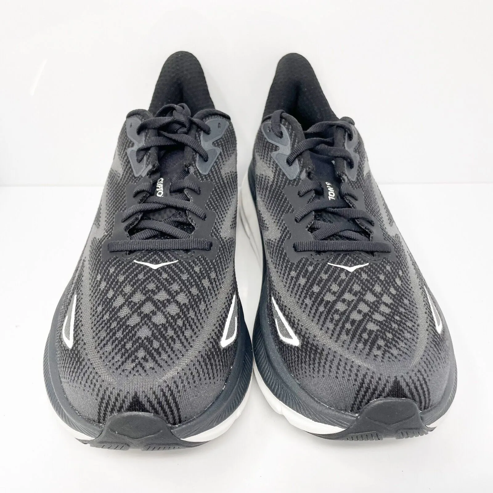 Hoka One One Womens Clifton 9 1132211 BWHT Black Running Shoes Sneakers Size 10D
