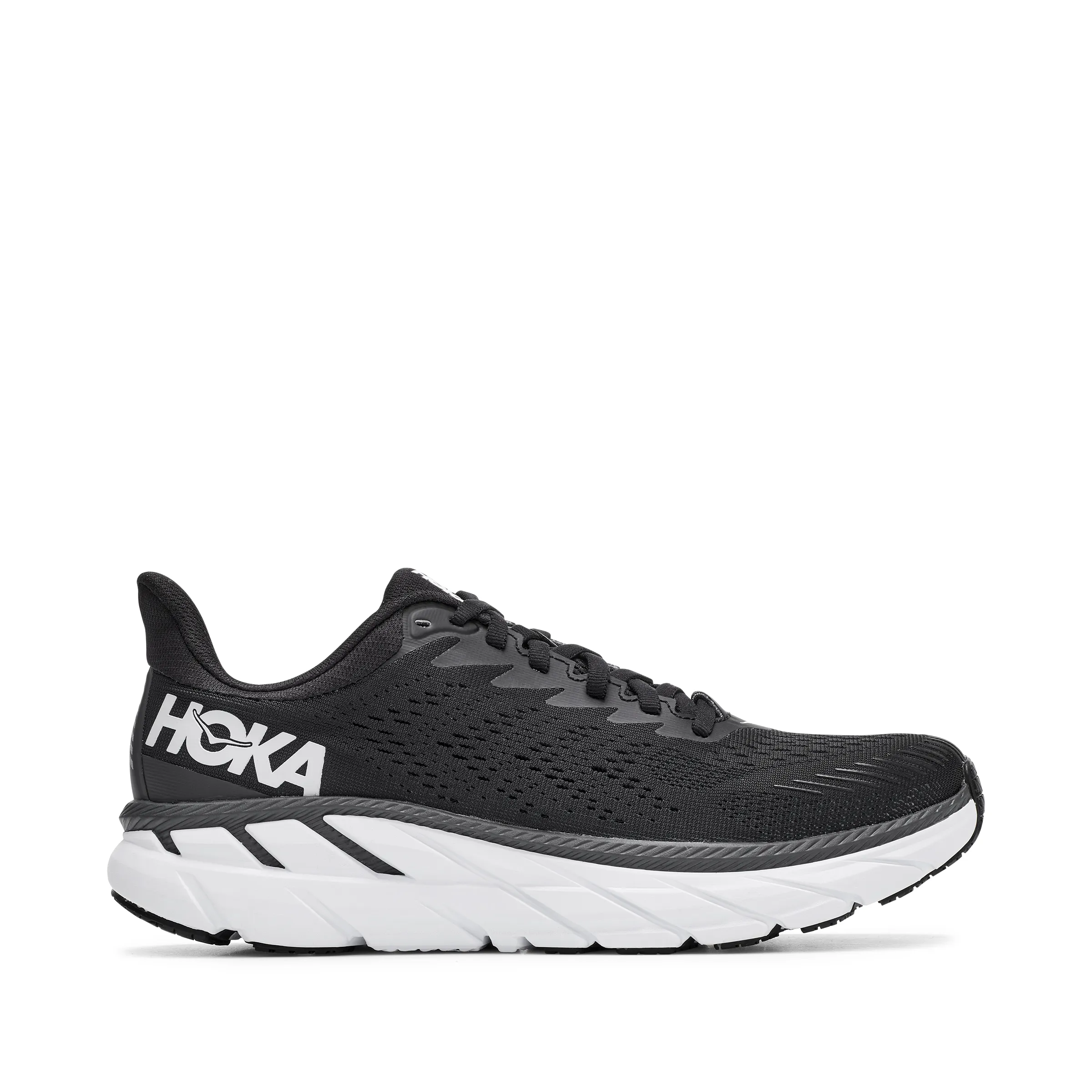 Hoka Womens Clifton 7- Black/White- Wide Width
