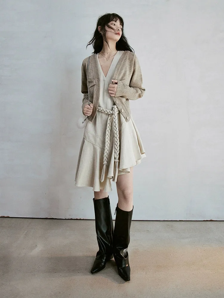 Hollow Hook Flower V-neck Cardigan