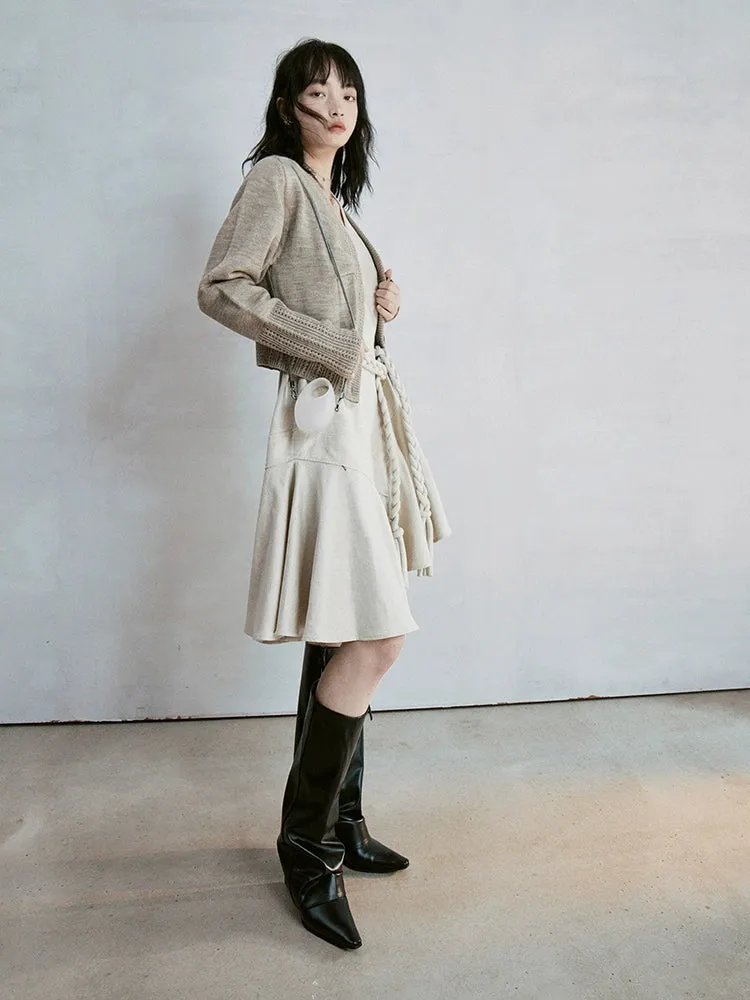 Hollow Hook Flower V-neck Cardigan