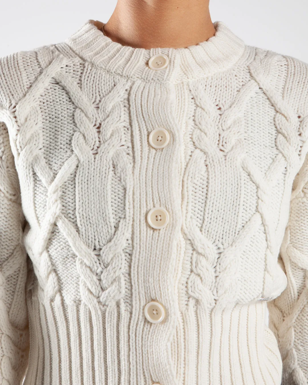 Holzweiler Chunky Cable Cardigan Ecru