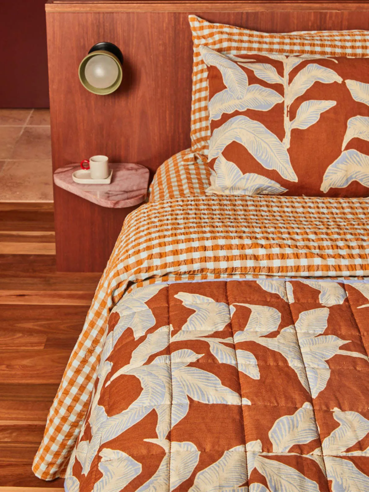 Honey Blue Seersucker Quilt Cover - Honey/Blue Seersucker