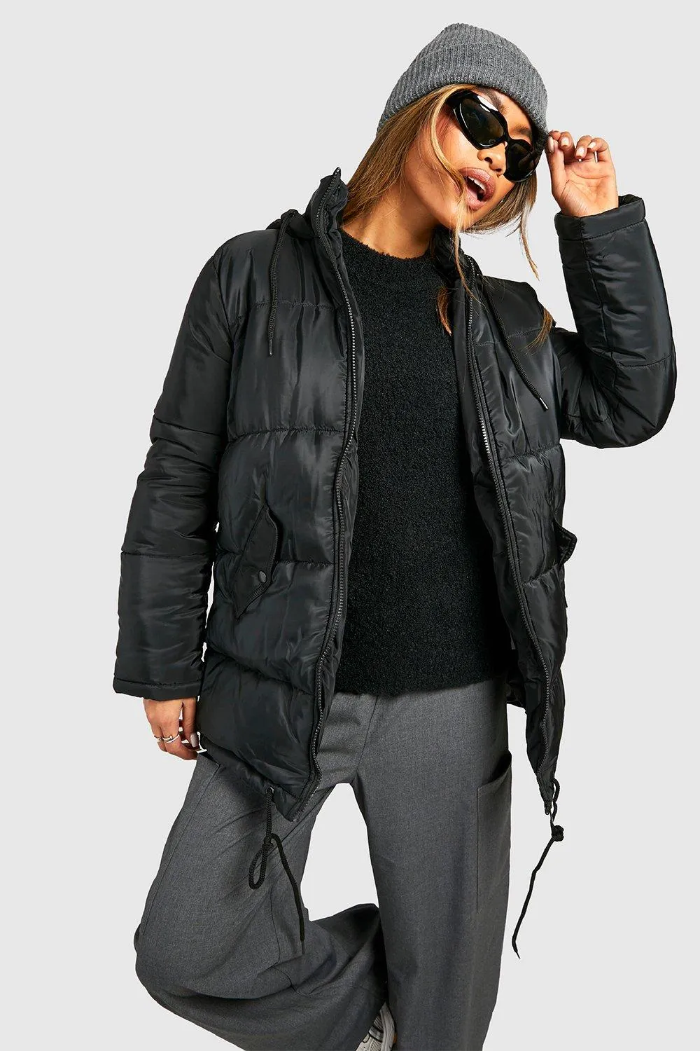 Hooded Longline Puffer Jacket