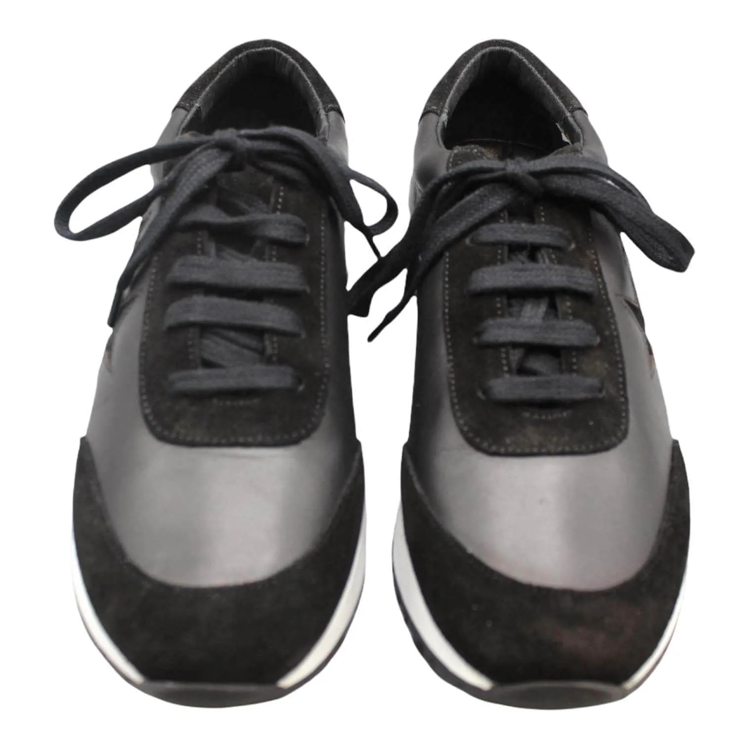 Hush Black Leather Suede Star Trainers