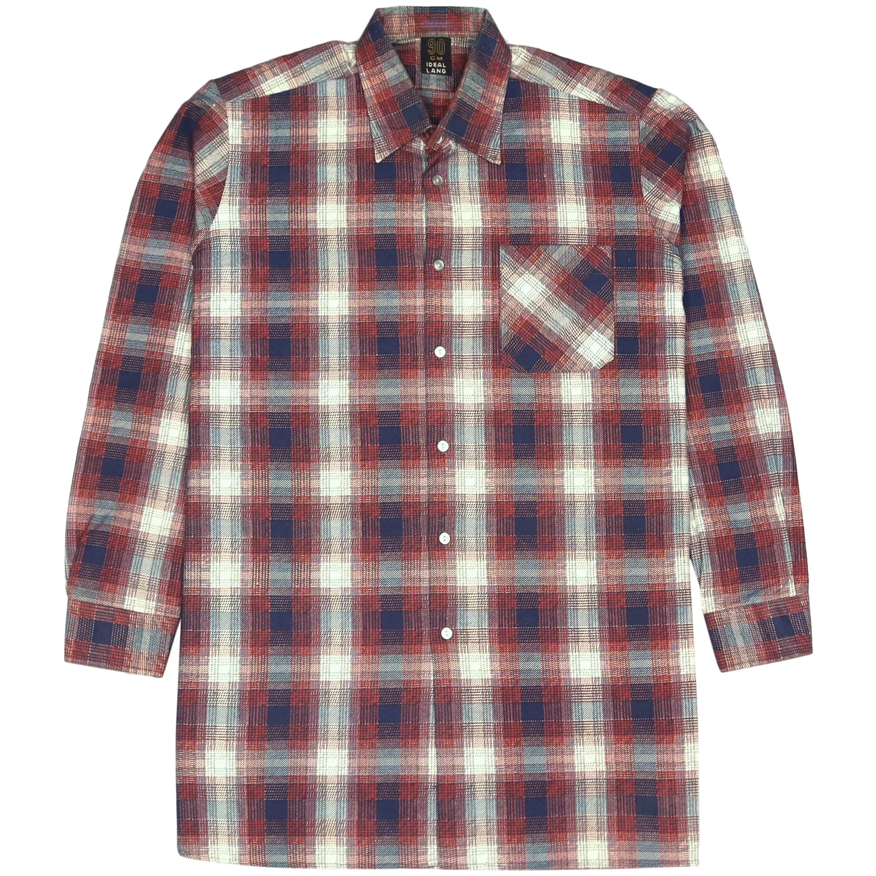 Ideal Lang Vintage Checkered Flannel Shirt Red Black Navy Cream