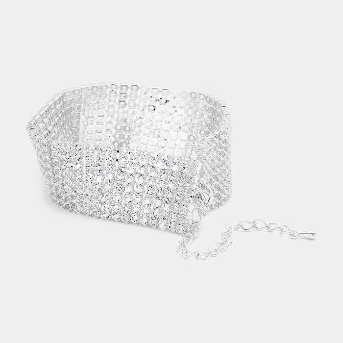 iLLASPARKZ 8 Rows Pave CZ Tennis Evening Bracelet
