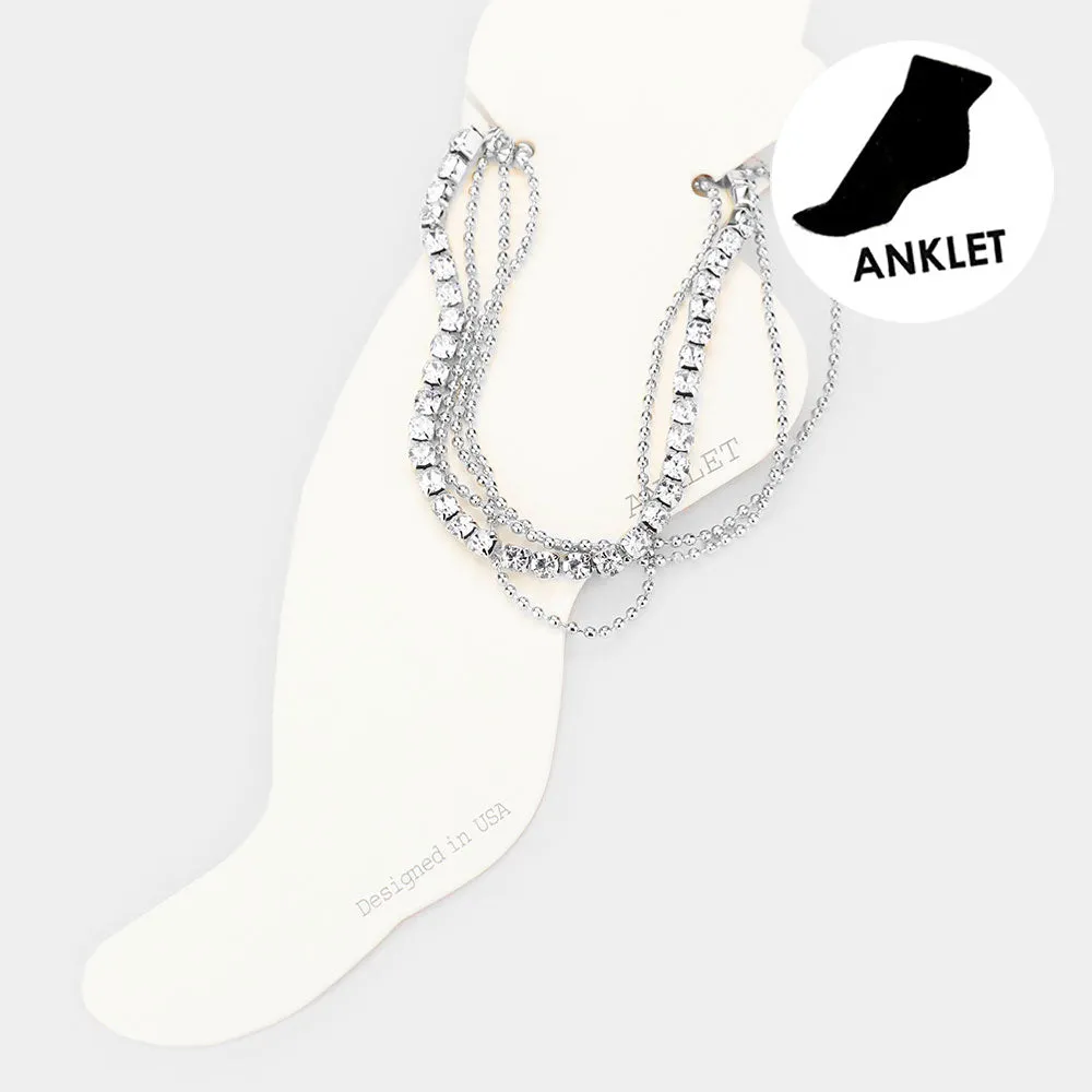 iLLASPARKZ Tennis Metal Chain Layered Anklet