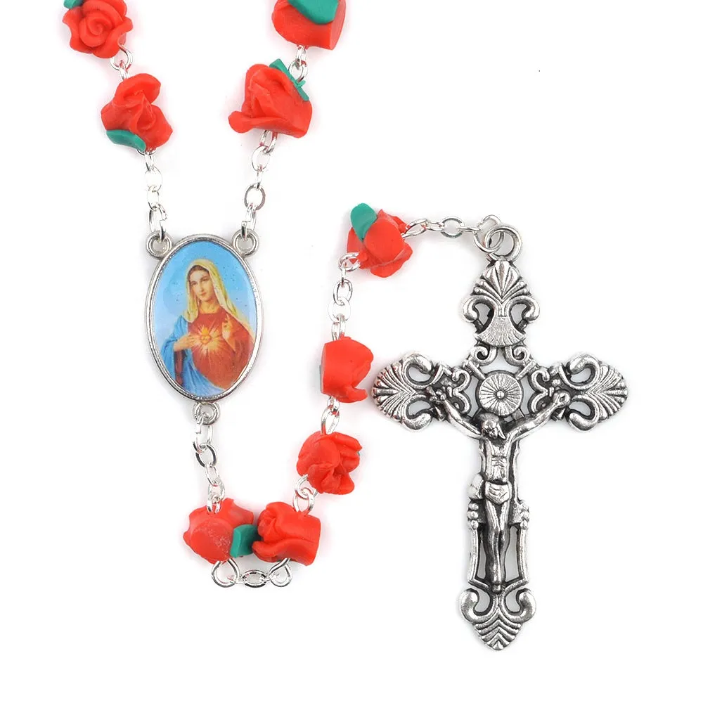 Immaculate heart of  Mary Red Roses Rosary (Buy one, get one free)