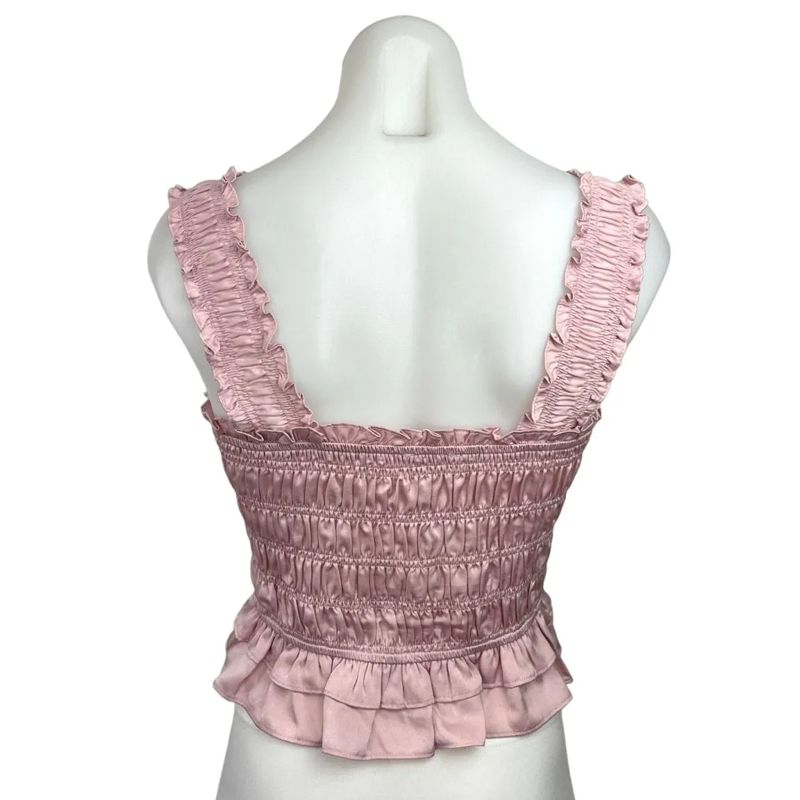 Indie Collection Women's Pink Sleeveless Square Neck Ruffle Blouse Top Size M