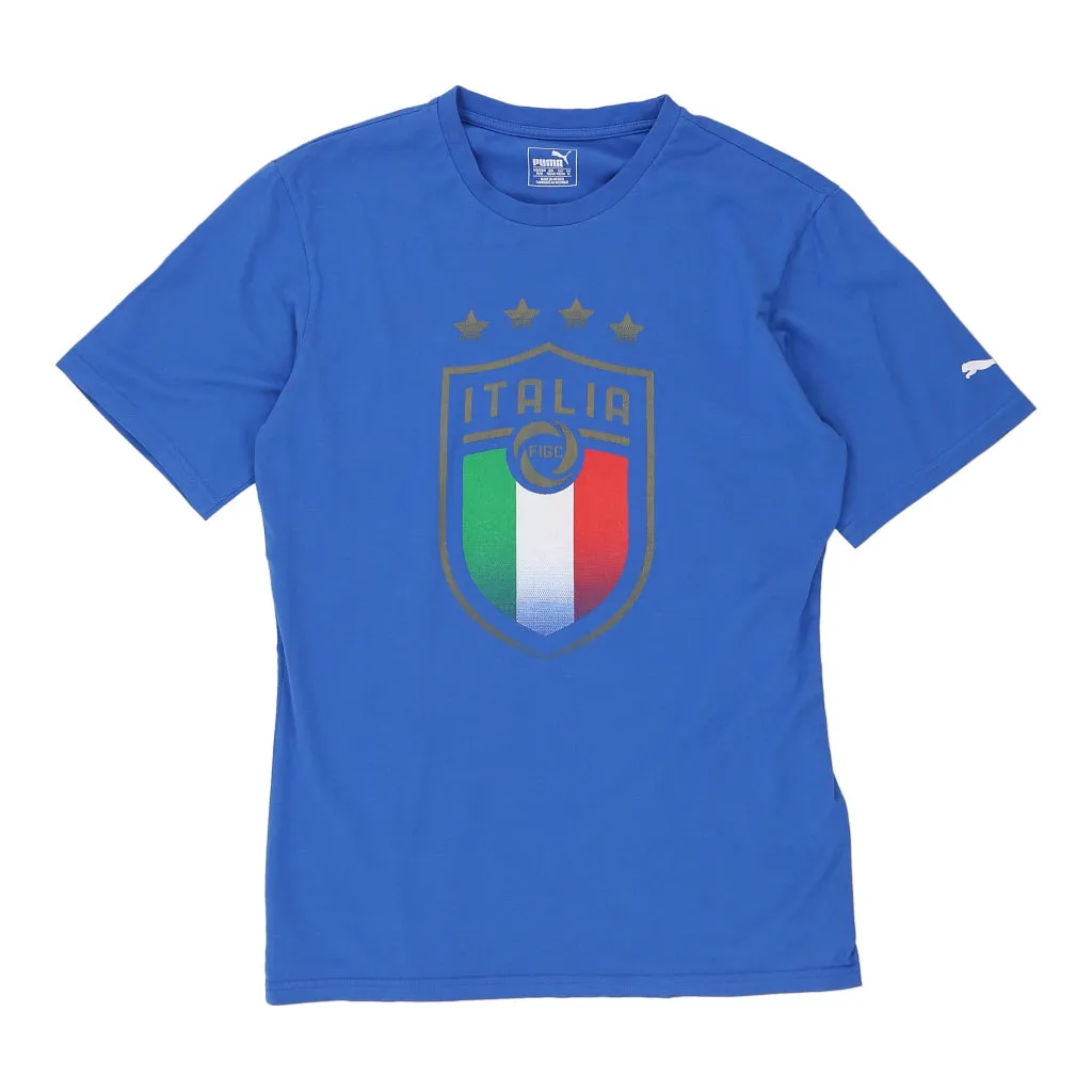 Italia Puma Football T-Shirt - Medium Blue Cotton