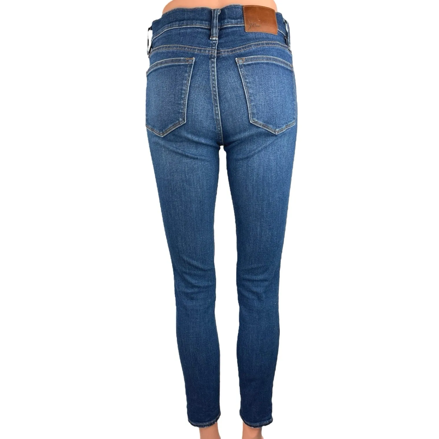 J. Crew Blue Medium Wash Mid Rise Distressed Toothpick Skinny Jeans Size 27