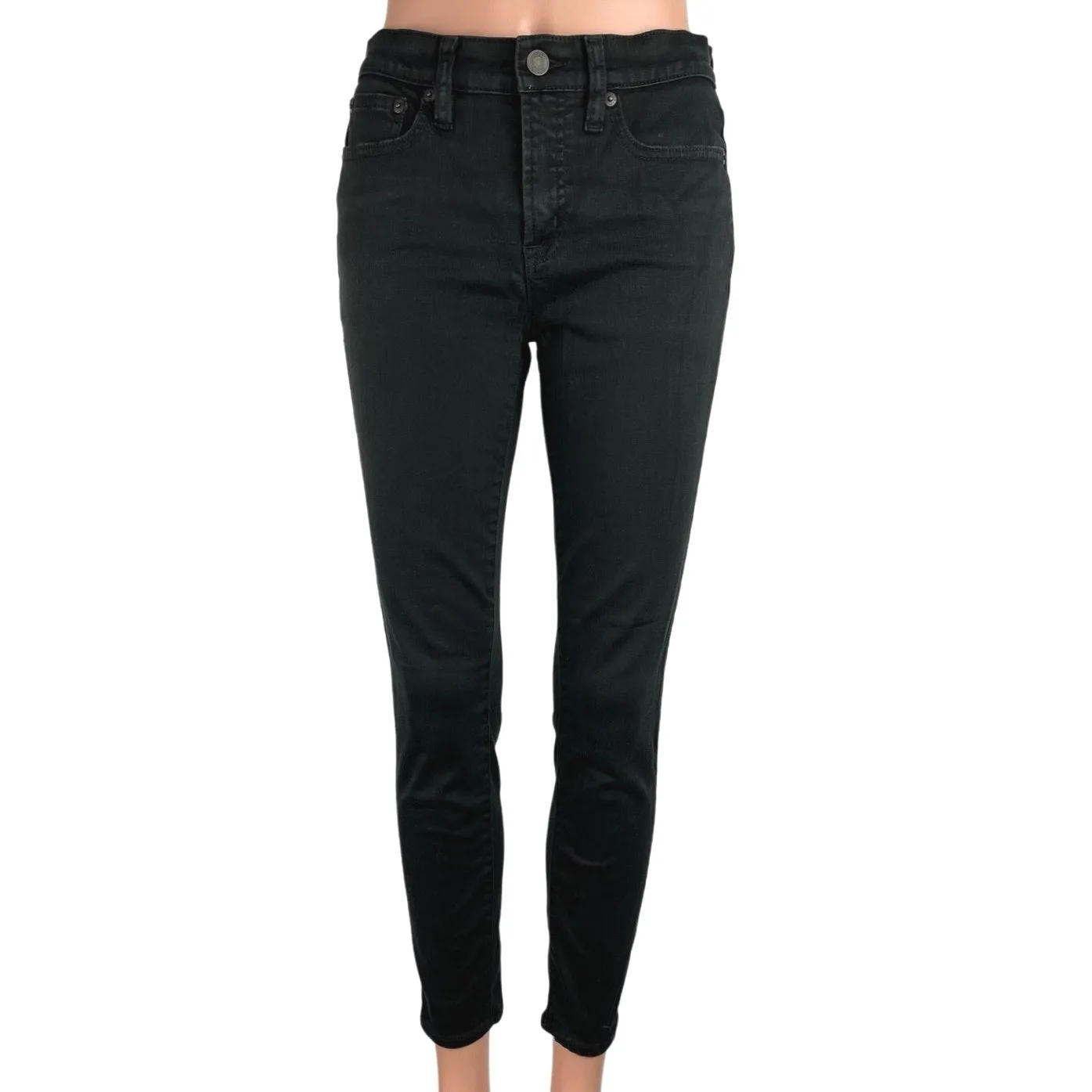 J.Crew Women's Black High Rise Stretch Ankle Toothpick Skinny Denim Jeans Sz 28