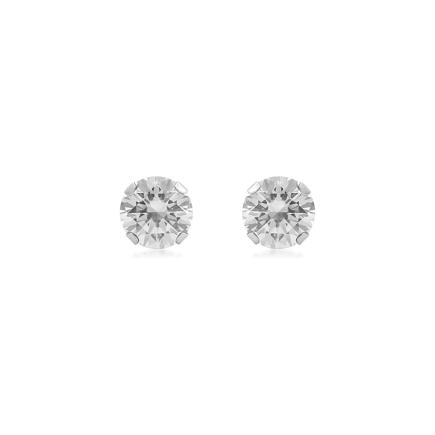 Jewelili 10K White Gold With Black and White Round Cubic Zirconia Earrings Stud Box Set