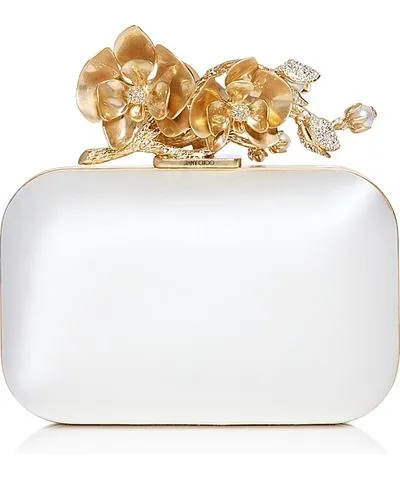 Jimmy Choo Cloud Satin Flower Jewel Clutch