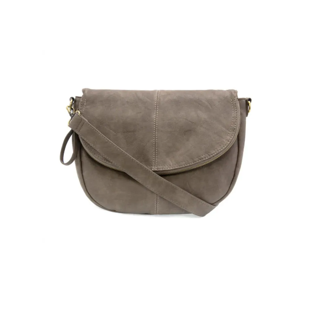 JOY SUSAN SELMA SADDLE CROSSBODY BAG DARK TAUPE