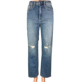 Just Black Denim Women's Blue Medium Wash Distressed Straight Denim Jeans Sz 24