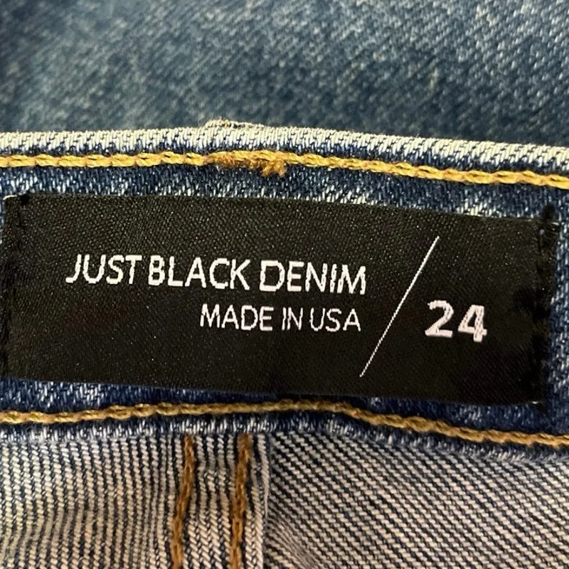 Just Black Denim Women's Blue Medium Wash Distressed Straight Denim Jeans Sz 24