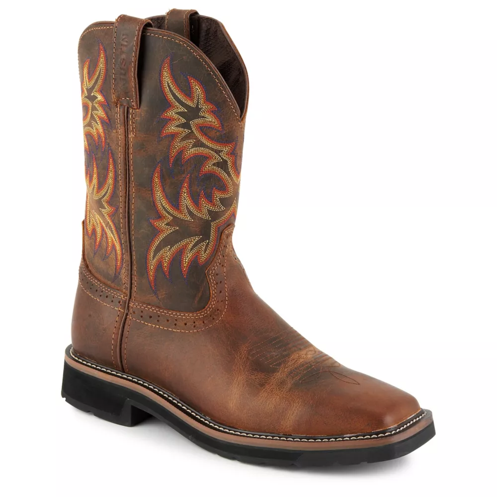 JUSTIN  MENS DRILLER WESTERN WORK BOOT