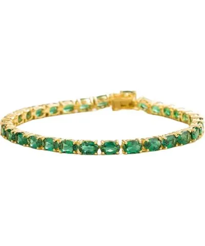 Juvetti Women's Gold / Green Salto Gold Tennis Bracelet Set With Emerald Gemstones
