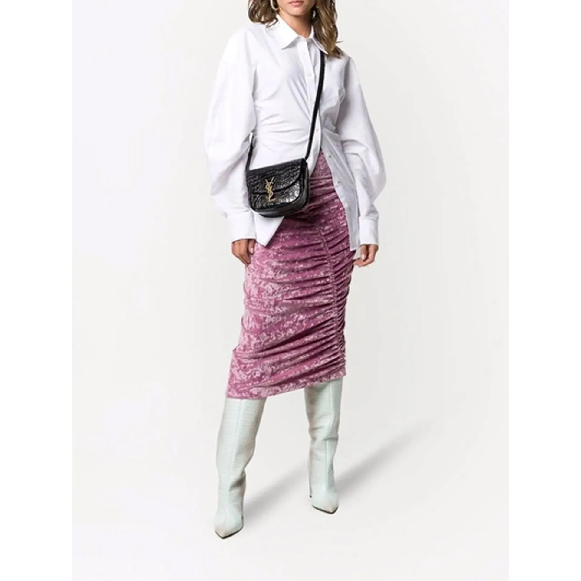Kaia Crocodile-Embossed Leather Shoulder Bag
