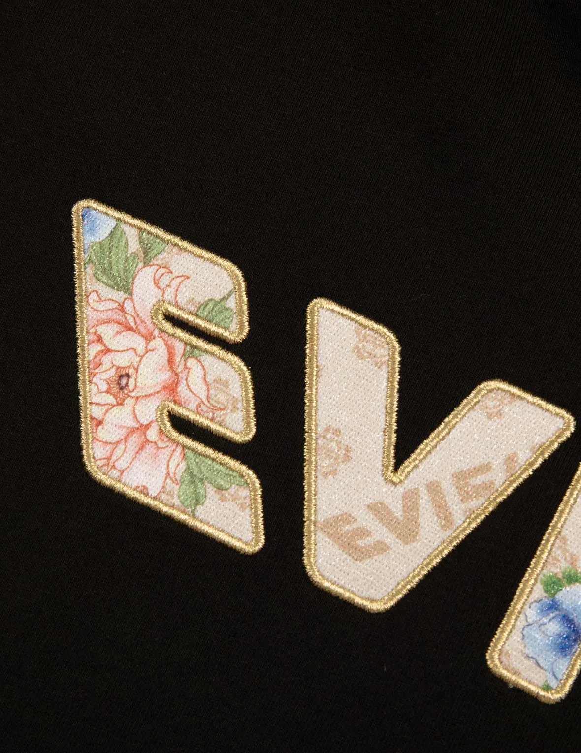 Kamon and Floral-pattern Logo Appliqué Cropped Hoodie