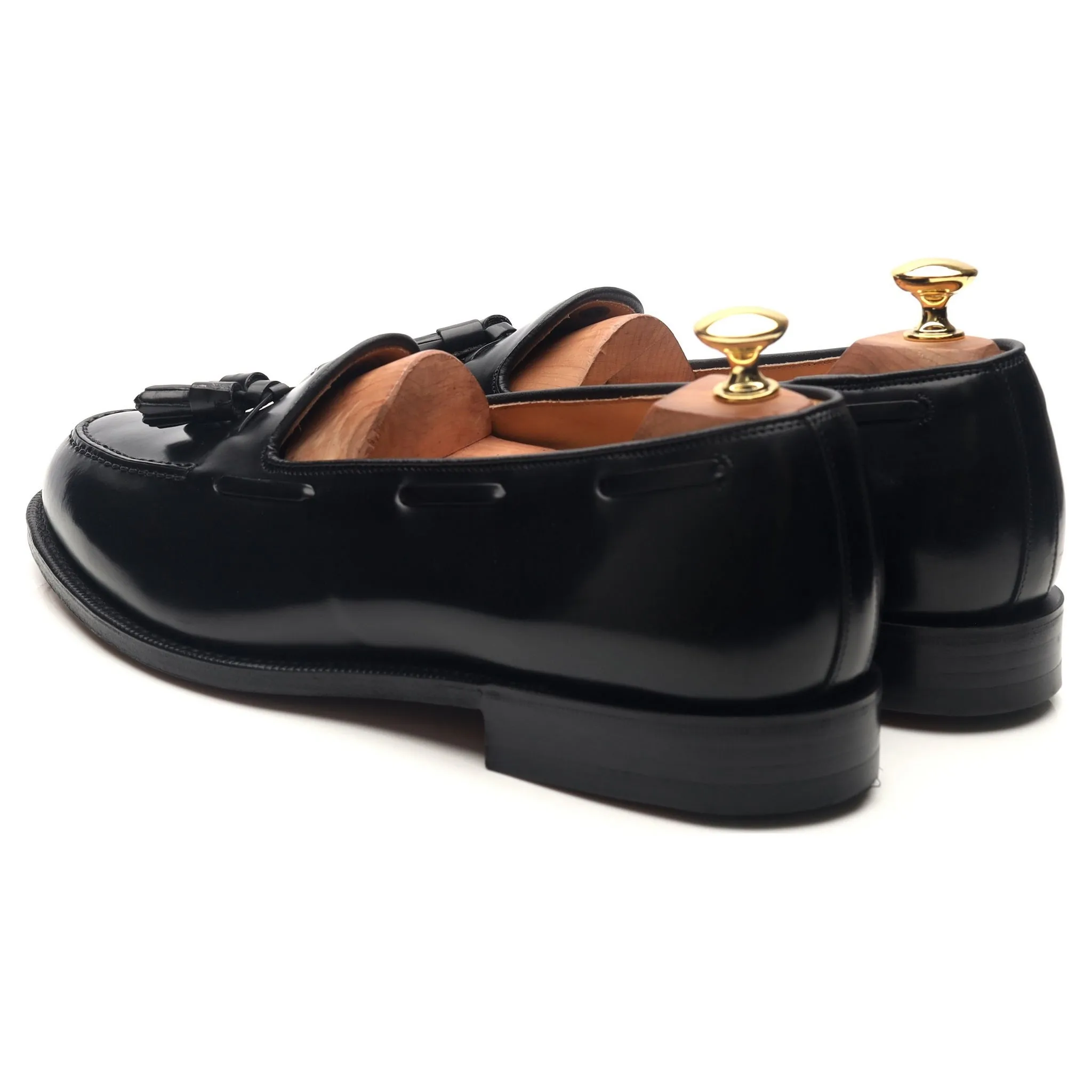 'Keats II' Black Leather Tassel Loafers UK 9 G
