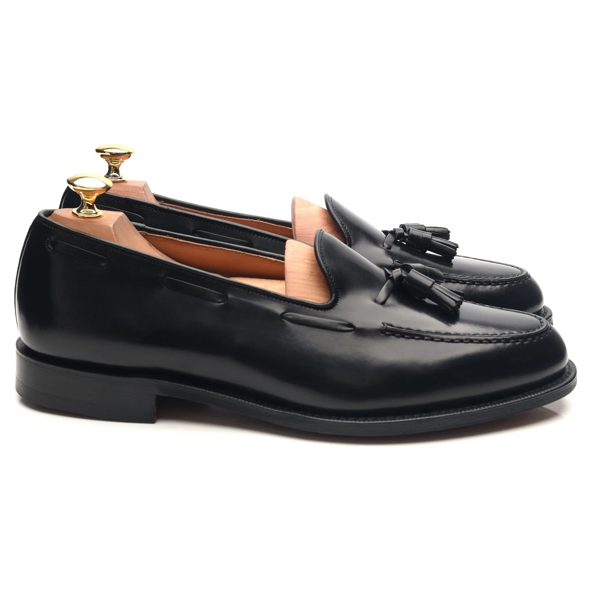 'Keats II' Black Leather Tassel Loafers UK 9 G