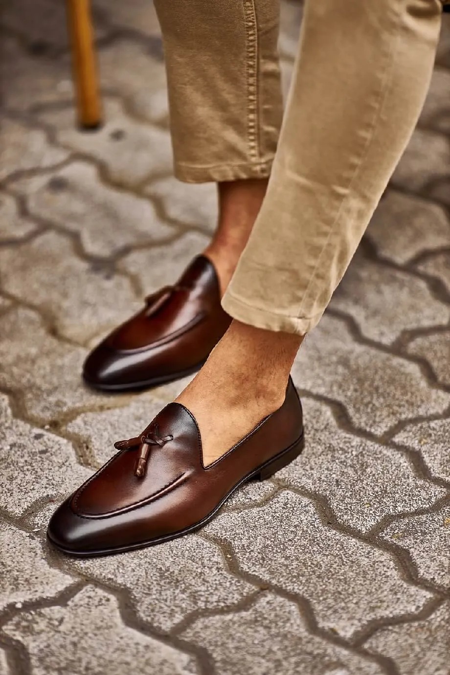 Kenk Brown Tassel Loafers