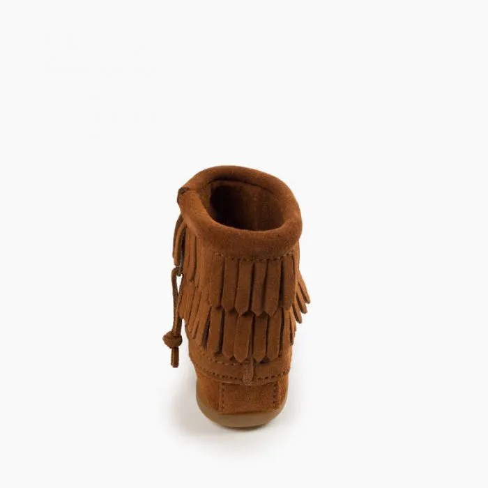  Kids' Double Fringe Side Zip Boot in Brown  